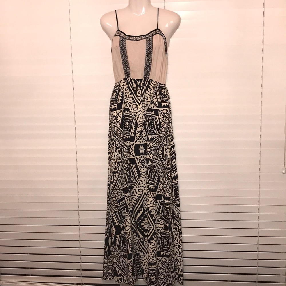 Papaya black and beige long sundress